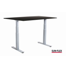 Reguliuojamo aukščio stalas SUN-FLEX®EASYDESK ADAPT, elektrinis, dviejų variklių, juodas rėmas, 140x80 cm,  šv. pilkas stalvirši