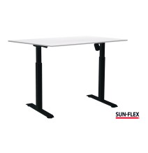 Reguliuojamo aukščio stalas SUN-FLEX®EASYDESK ADAPT, elektrinis, dviejų variklių, juodas rėmas, 140x80 cm,  šv. pilkas stalvirši