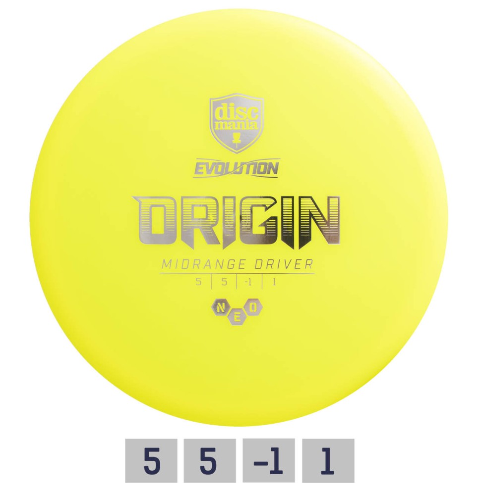 Diskgolfo diskas Midrange Driver NEO ORIGIN Evolution Yellow