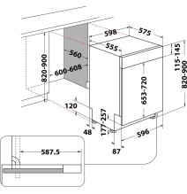 Įmontuojama indaplovė Whirlpool WBO 3T341 P X