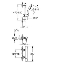 Termostatinis dušo komplektas GROHE QUICKFIX PRECISION FLOW, 34800001, chromo