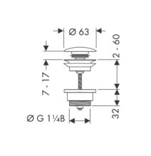 Dugno vožtuvas praustuvui (push-open) Hansgrohe 50100700, baltas matinis