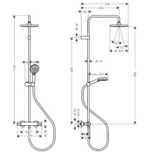 Termostatinė dušo sistema Hansgrohe Vernis Blend 200 1jet EcoSmart, 26089670, juoda matinė