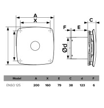 Vonios kambario ventiliatorius Vlano ENSO 100 T (Su Laikmačiu) 100 mm