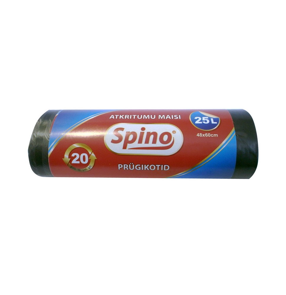 Šiukšlių maišai SPINO 25 l, 9 mik., 20 vnt., juodi