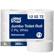 Tualetinis popierius TORK ADVANCED JUMBO T1,120272, 2 sl, 9.7 cm x 360 m, balta sp.