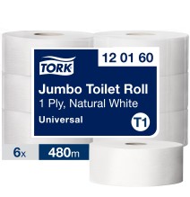 Tualetinis popierius TORK UNIVERSAL JUMBO T1,120160, 1 sl., 9.7 cm x 480 m, nebalintas