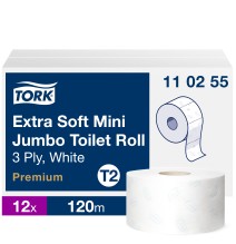 Tualetinis popierius TORK PREMIUM MINI JUMBO EXTRA SOFT T2, 3 sluoksniai, 9,4 cm x 120 m, 110255