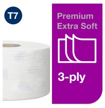 Tualetinis popierius TORK PREMIUM MINI JUMBO EXTRA SOFT T2, 3 sluoksniai, 9,4 cm x 120 m, 110255