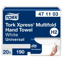 Rankų servetelės TORK XPRESS MULTIFOLD, 471103, 2 sl., 190 serv., 23.4 x 21.3 cm, balta sp.