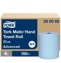 Popieriniai rankšluosčiai TORK H1 Advanced Matic, 2 sl., 150 m, mėlyna sp., 290068