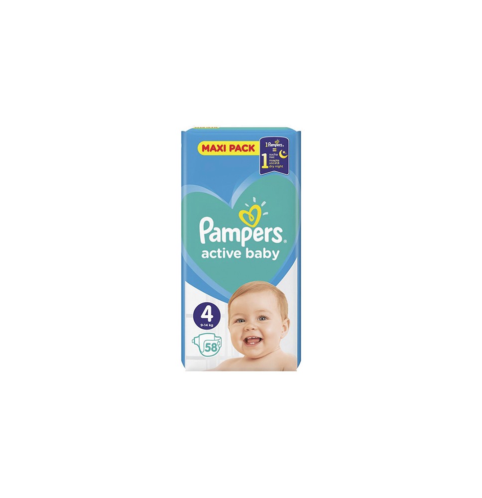 Sauskelnės PAMPERS Active Baby-Dry, Value Pack Plus, 4 dydis, 9-14 kg, 58 vnt.