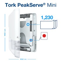 Popierinių rankšluosčių dozatorius „Tork PeakServe® Mini Continuous™“, baltas (552550)