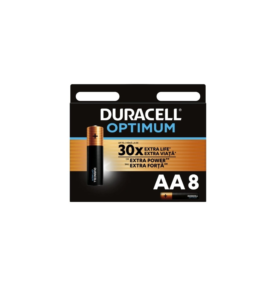 Baterijos DURACELL Optimum, AA, 8 vnt.