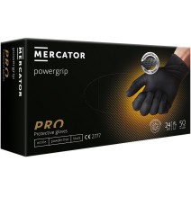 Viekartinės pirštinės MERCATOR Powergrip, nitrilinės, juodos, L dydis, 50 vnt