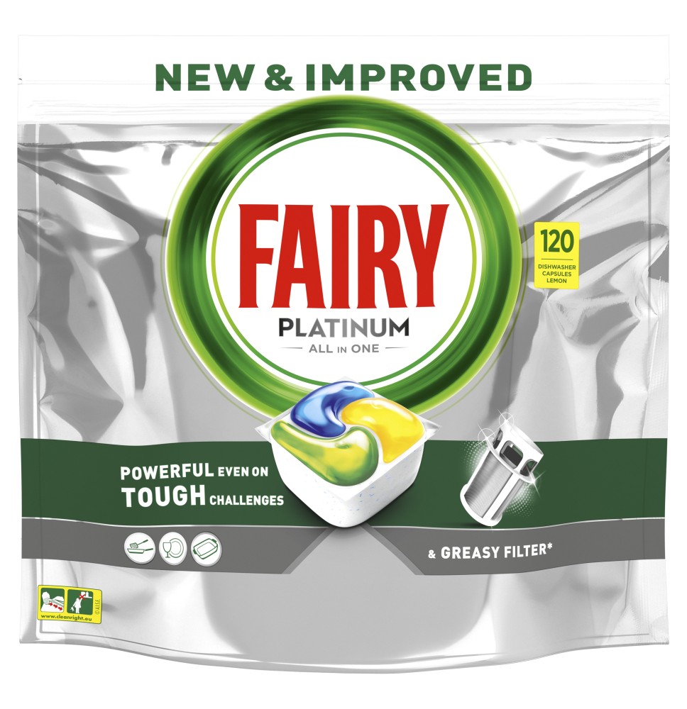 Automatinių indaplovių kapsulės FAIRY Platinum  LEMON, 120 vnt.