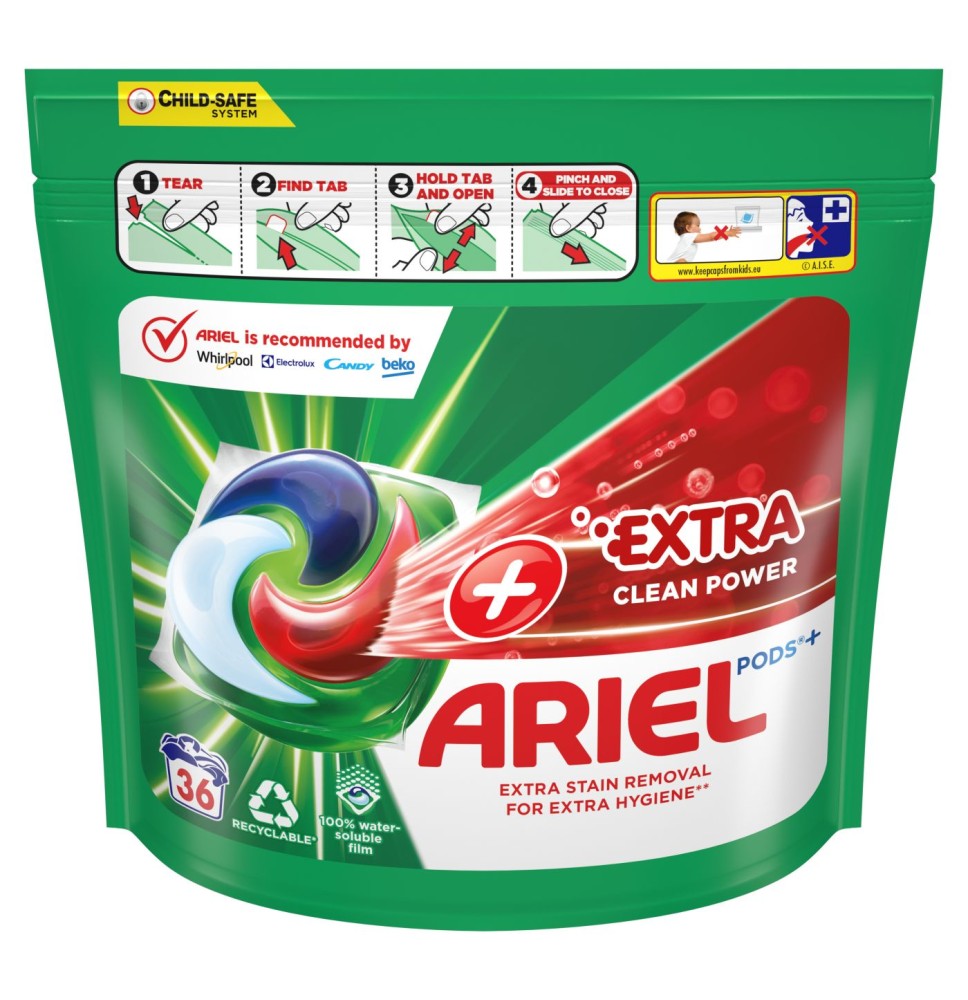 Skalbimo kapsulės Ariel Extra Clean, 36vnt