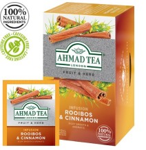 Žolelių arbata AHMAD ROOIBOS & CINNAMON, 20 vokelių po 1,5g