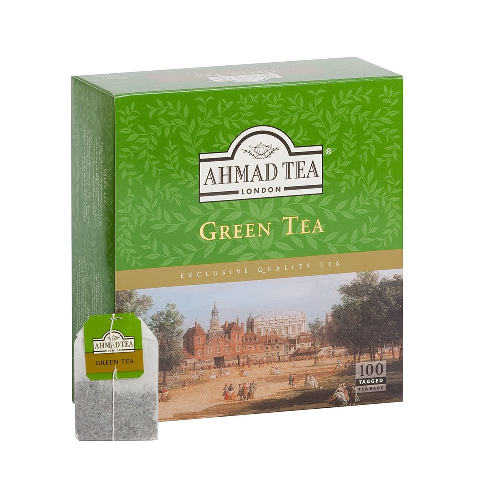 Žalioji arbata AHMAD GREEN TEA, maišeliuose, 100 vnt.