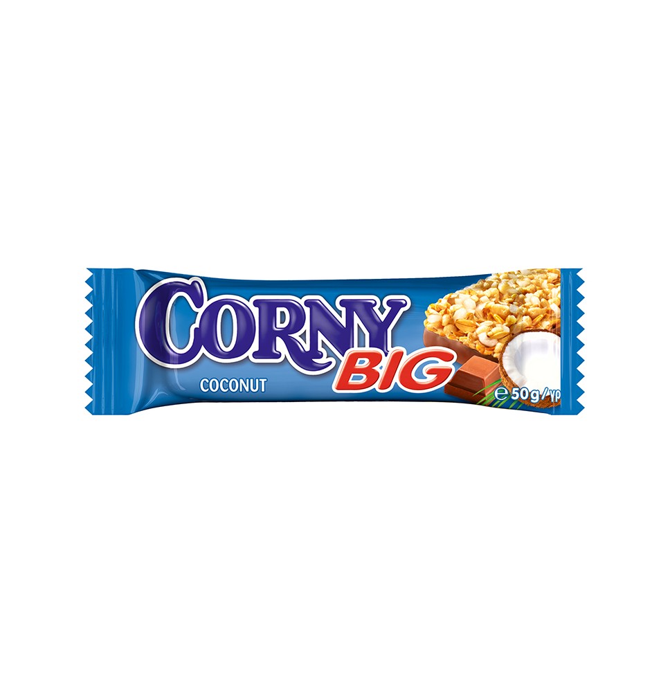 Javainių batonėlis CORNY BIG, kokosų ir šokolado, 50 g