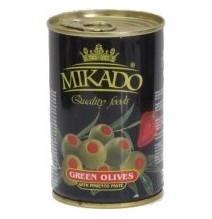 Alyvuogės MIKADO, įdarytos su paprika, M dydis, 300/120 g