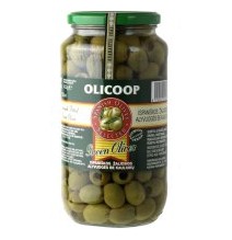 Alyvuogės OLICOOP, žalios be kauliukų, 935 g / 455 g