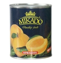 Abrikosų puselės MIKADO, 825 g / 480 g