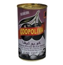 Alyvuogės COOPOLIVA, juodos, be kauliukų, M dydis, 350 g / 150 g