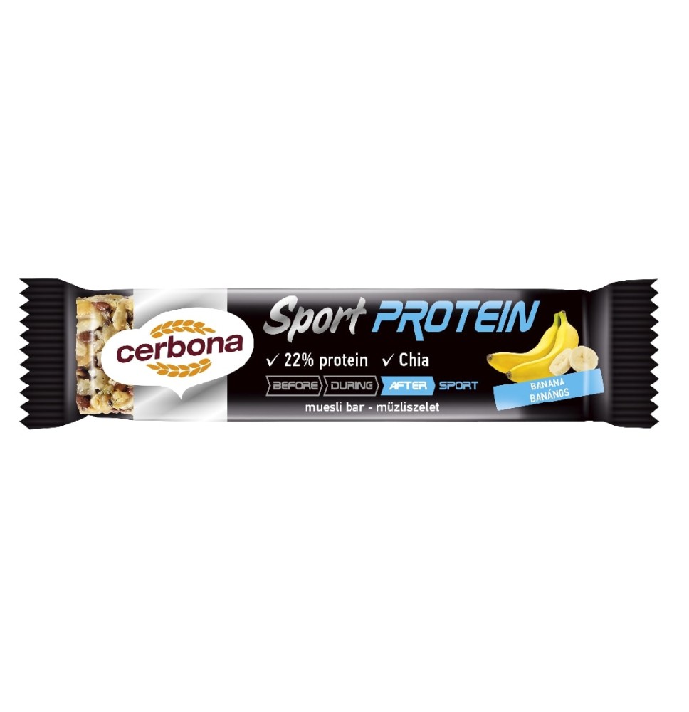 Dribsnių batonėlis CERBONA SPORT Protein, su bananais ir baltymais, 35 g