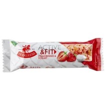 Javainių batonėlis HERKULESS Active&Fit, su braškėmis ir jogurtu, 25 g