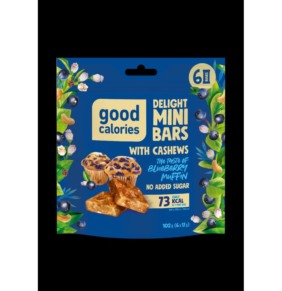 Mini riešutų batonėliai GOOD CALORIES, su mėlynėmis, 102 g