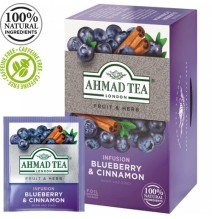 Ahmad Tea Natūrali arbata ''Blueberry & Cinnamon'', 20 vnt. folijos pakelių