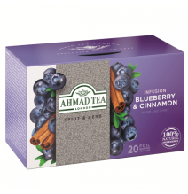 Ahmad Tea Natūrali arbata ''Blueberry & Cinnamon'', 20 vnt. folijos pakelių