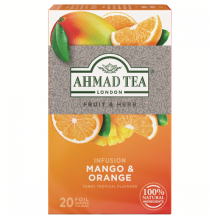 Ahmad Tea Natūrali arbata ''Mango & Orange'', 20 folijos pakelių