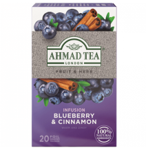 Ahmad Tea Natūrali arbata ''Blueberry & Cinnamon'', 20 vnt. folijos pakelių