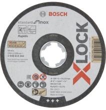 Pjovimo diskai BOSCH 125x1,0mm X-Lock Standart Inox, 250vnt. su priedais