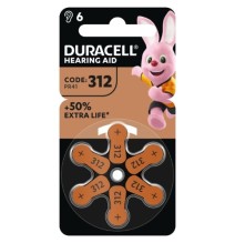 Baterijos klausos aparatui DURACELL 312 PR41, 6 vnt