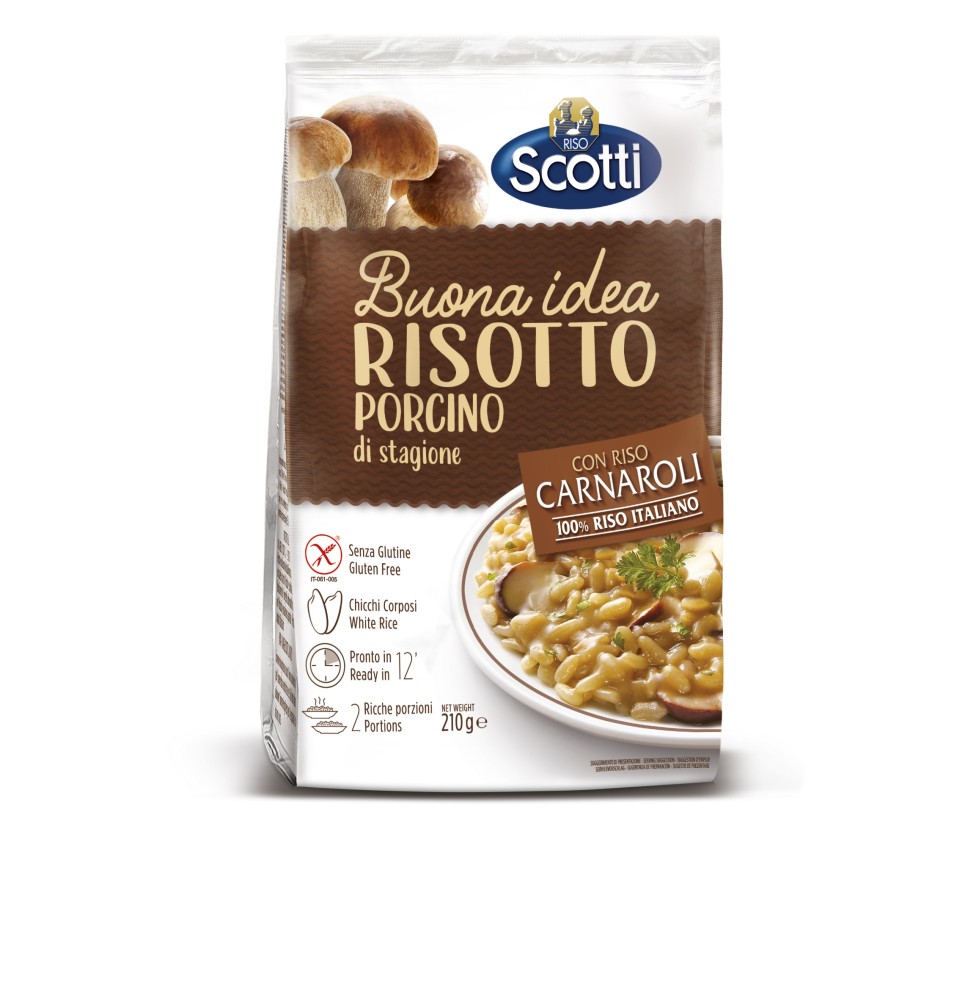 Rizoto ryžiai SCOTTI, Milanese, su grybais, be glitimo 210 g