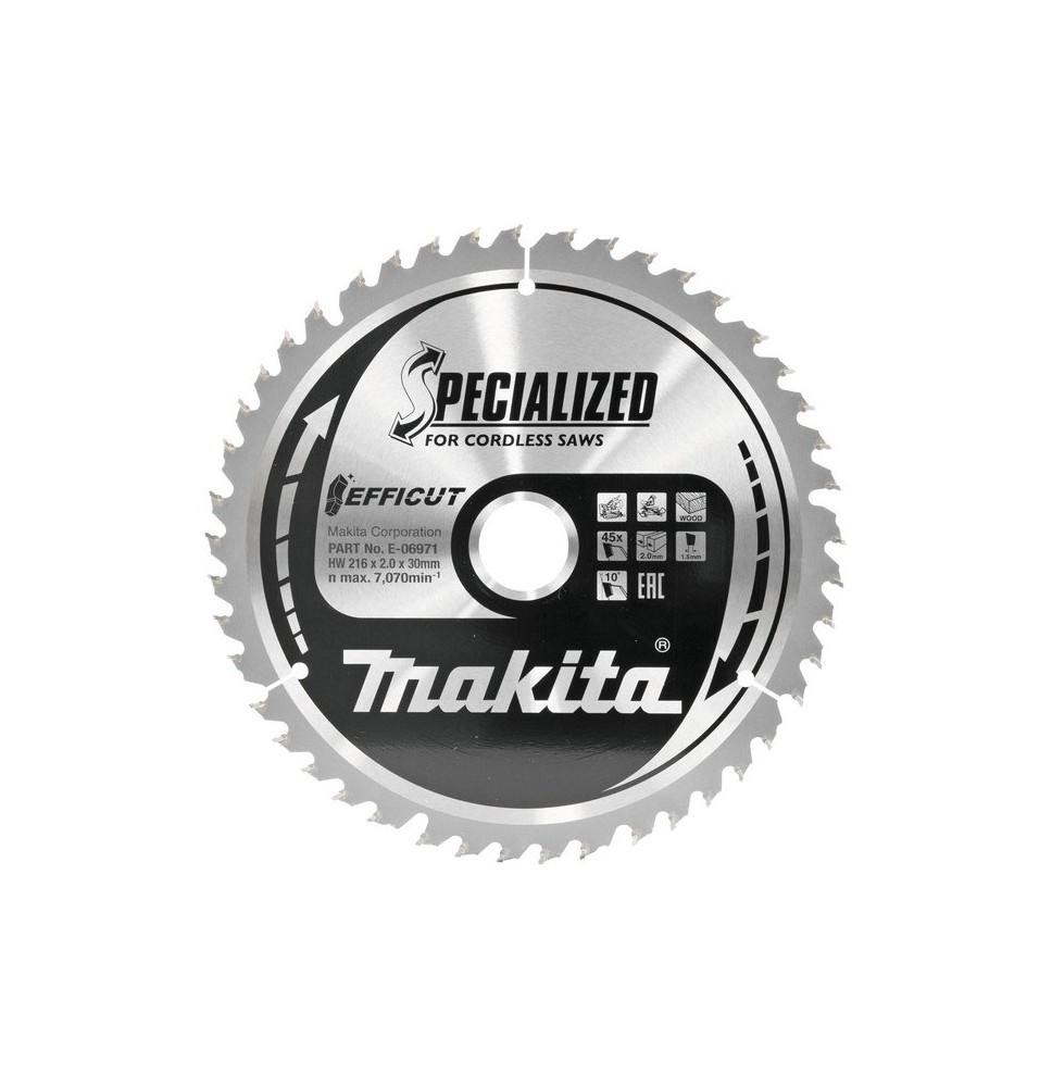 Medžio pjovimo diskas MAKITA Efficut 216x30x1,5mm 80T 10°