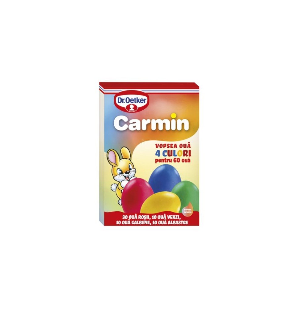 Kiaušinių dažai DR.OETKER Carmin,  4 spalvų, skysti, 20 g (19,4 ml), vnt