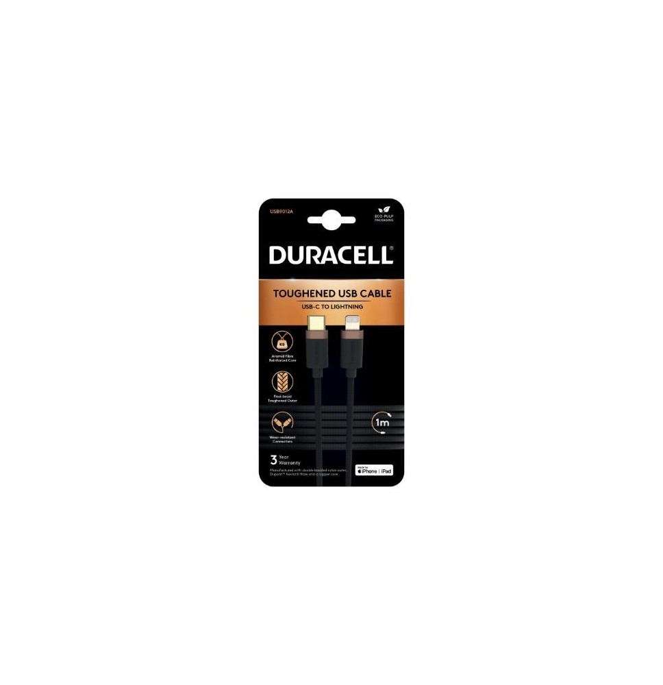 Greito ikrovimo kabelis DURACELL 1m USB-C Lightning C94,1 vnt.