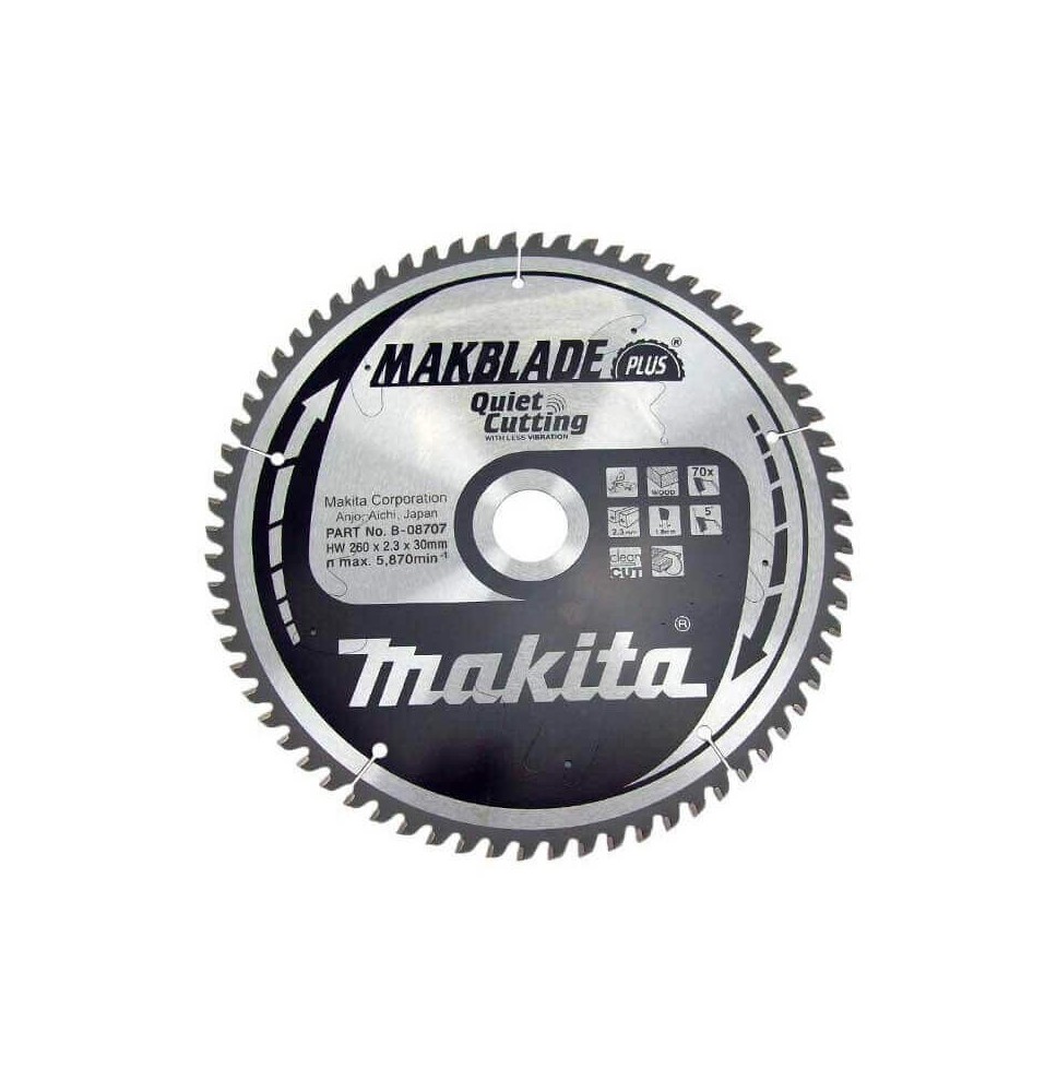 Pjovimo diskas MAKITA 260x30x2,3mm 70T 5°