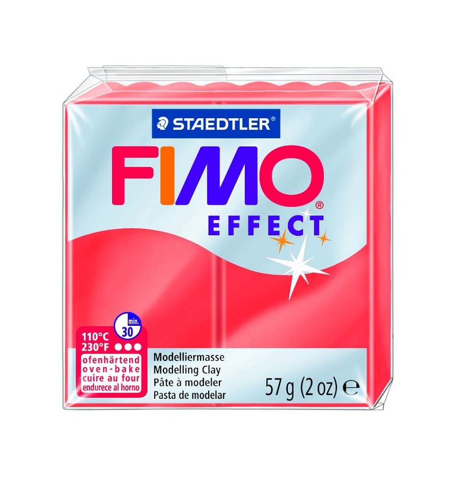 Modelinas FIMO EFFECT, 57 g, permatoma raudona sp.