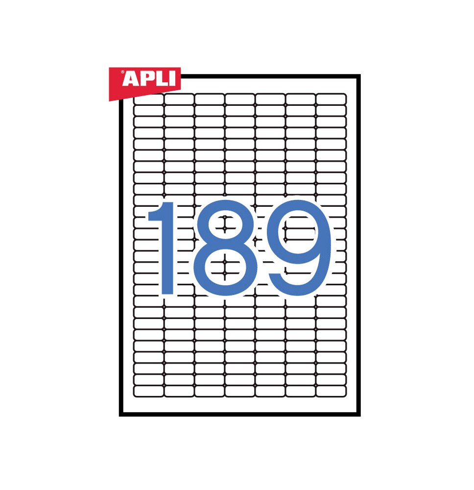Lipnios etiketės APLI, 25.4 x 10 mm suapvalinti kamp., A4, nuimami, 189 lipdukai lape, 25 lapai, balta