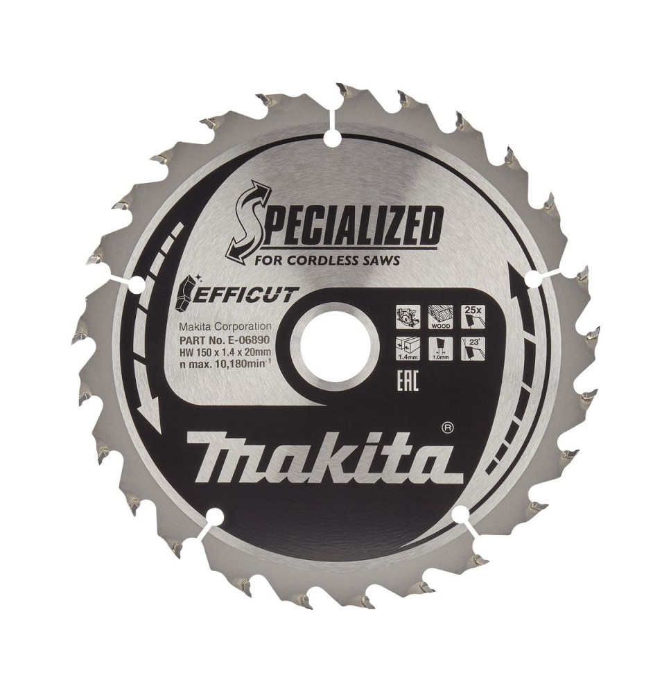 Pjovimo diskas medienai MAKITA Efficut 150x20x1,4mm 25T 23°