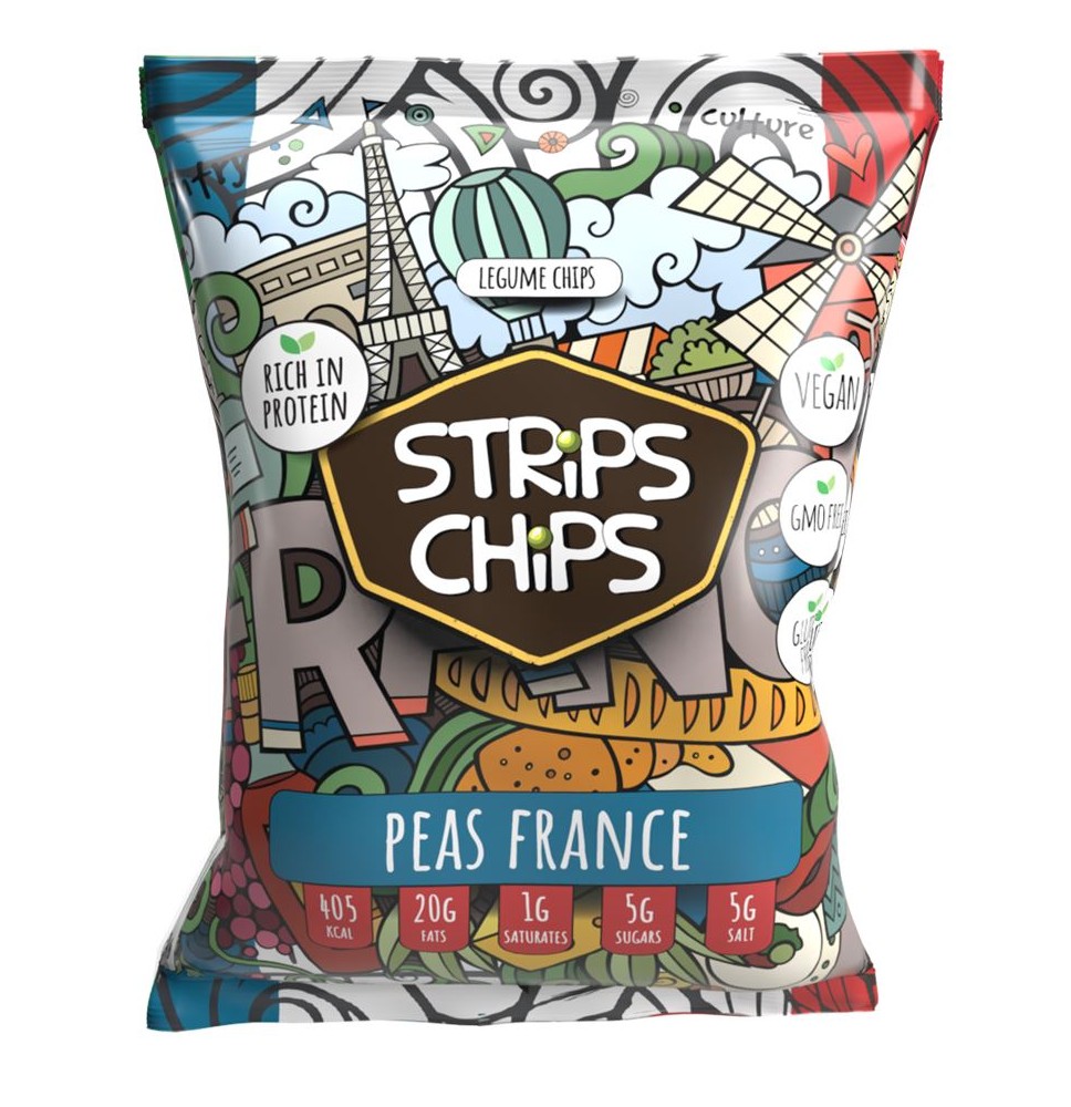 Traškučiai STRIPS CHIPS France, iš žirnių, 90 g