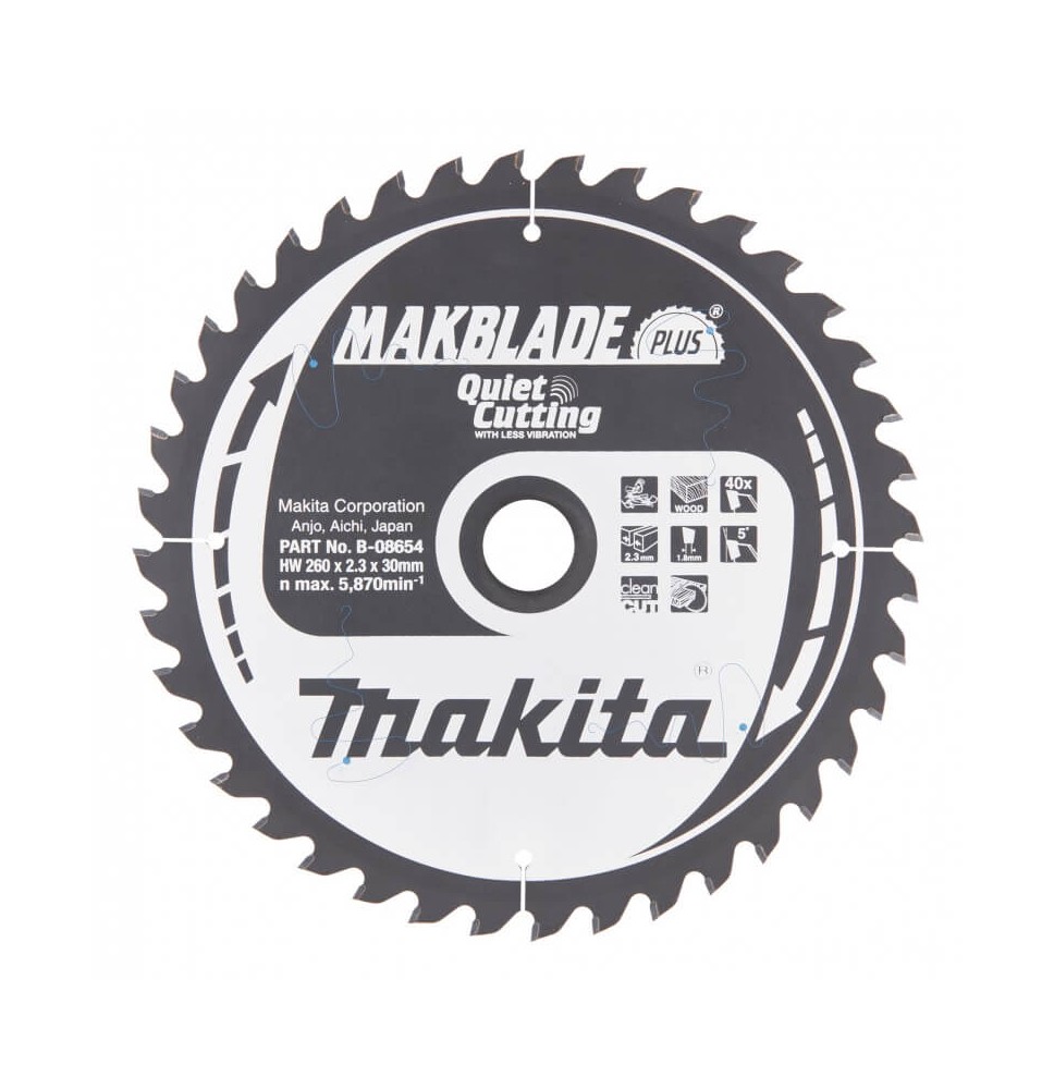 Pjovimo diskas MAKITA 260x30x2,3mm 40T Makblade+