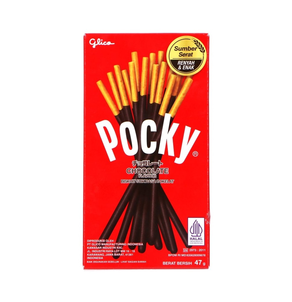 Saldžios lazdelės POCKY, su šokoladiniu glaistu, 47 g