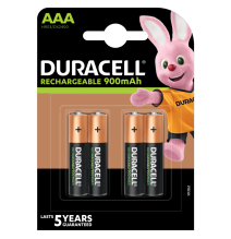 „Duracell Recharge 900 mAh“ AAA baterijos, 4 baterijų pakuotė