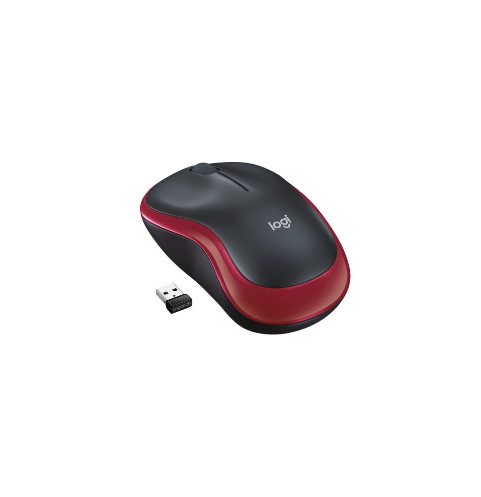 Logitech M185 Belaidė pelė, RF Wireless, 1000 DPI, Juoda/Raudona